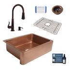 Corbet All-in-One Farmhouse Apron-Front Copper 30 in. Single Bowl Kitchen Sink with Pfister Ashfield Faucet and Strainer