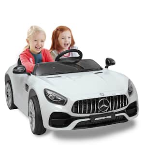 White 12-Volt Electric Kids Ride On Car Licensed Mercedes Benz 2 Seater Battery-Powered Vehicle