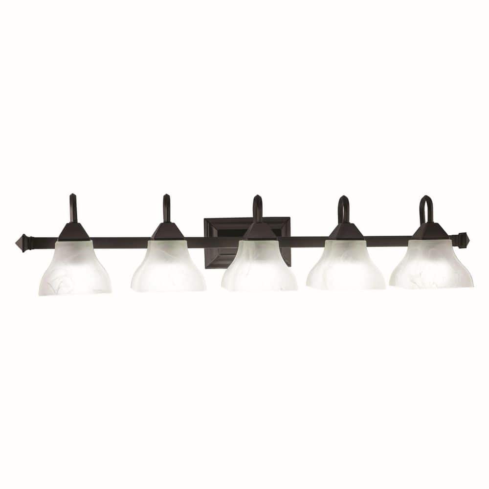 Cardiff 40'' Oil Burnished Bronze Vanity Light with Alabaster Glass