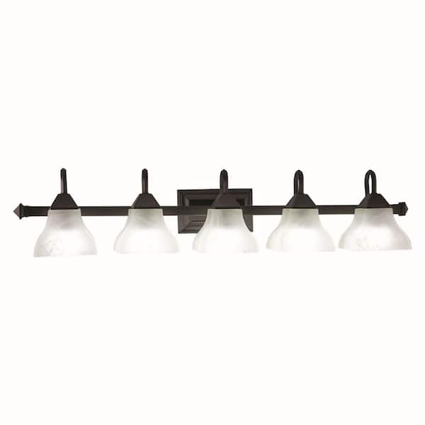 VAXCEL Cardiff 40.75 in. W 5-Light Oil Burnished Bronze Mission Bathroom Vanity Light Fixture