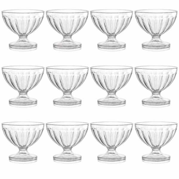 8 fl. oz. Clear Acrylic Footed Dessert Bowls Ice Cream Cups Set of 12 Dessert Sets 4 x 3.3 x 3.3