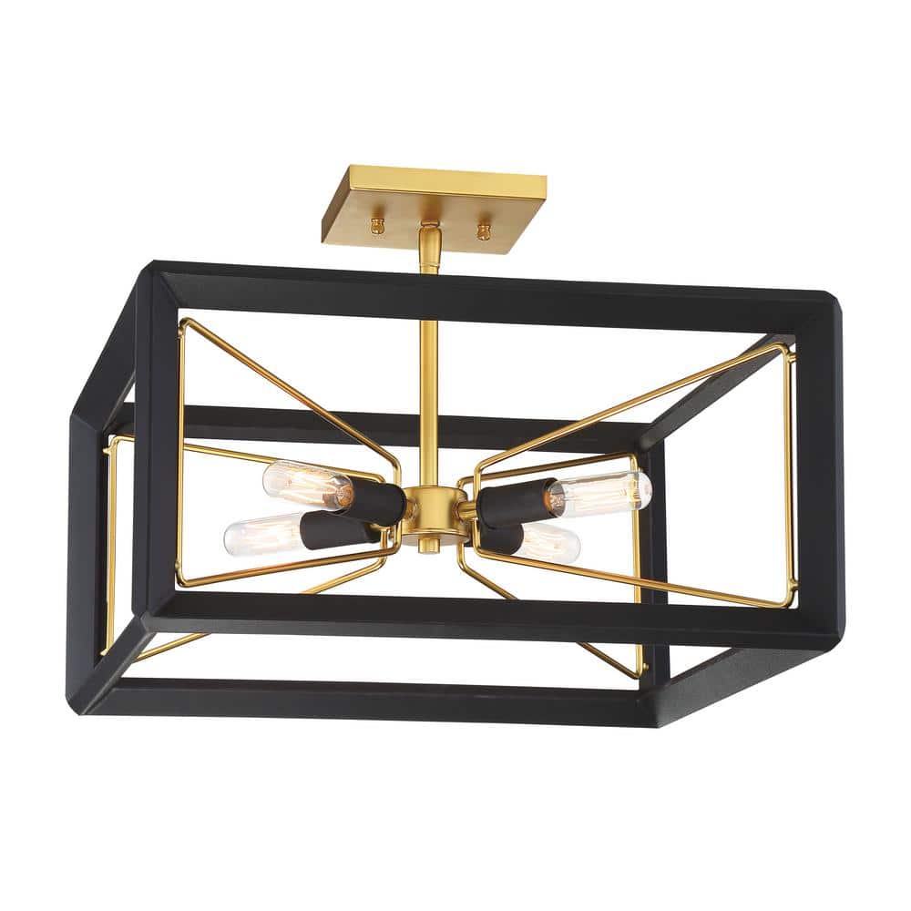 Sable Point 16.5 in 4-Light Sand Black Semi-Flush Mount with Honey Gold Accents price history on PriceWatchPro