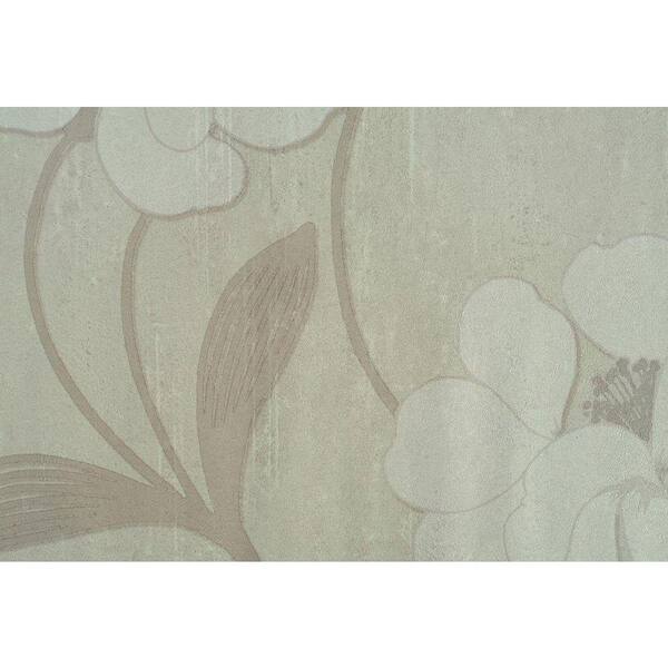 Washington Wallcoverings Khaki Tropical Floral Print Wallpaper