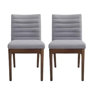 Doland Dark Gray Fabric Channel Stitch Dining Chairs (Set of 2)