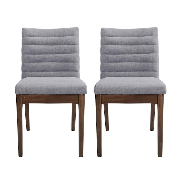 Noble House Doland Dark Gray Fabric Channel Stitch Dining Chairs (Set of 2)