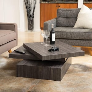 Sammy 32 in. Black Medium Rectangle Wood Coffee Table with Nesting Tables