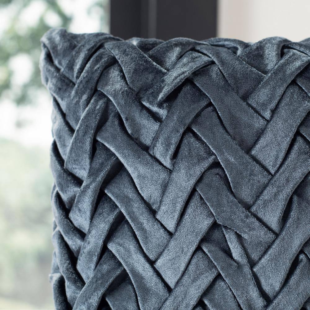 Dusty Blue Chevron Braided Texture 19" Square Throw Pillow