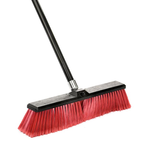 Alpine Industries 18 in. Red Indoor Outdoor Smooth Surface Push Broom