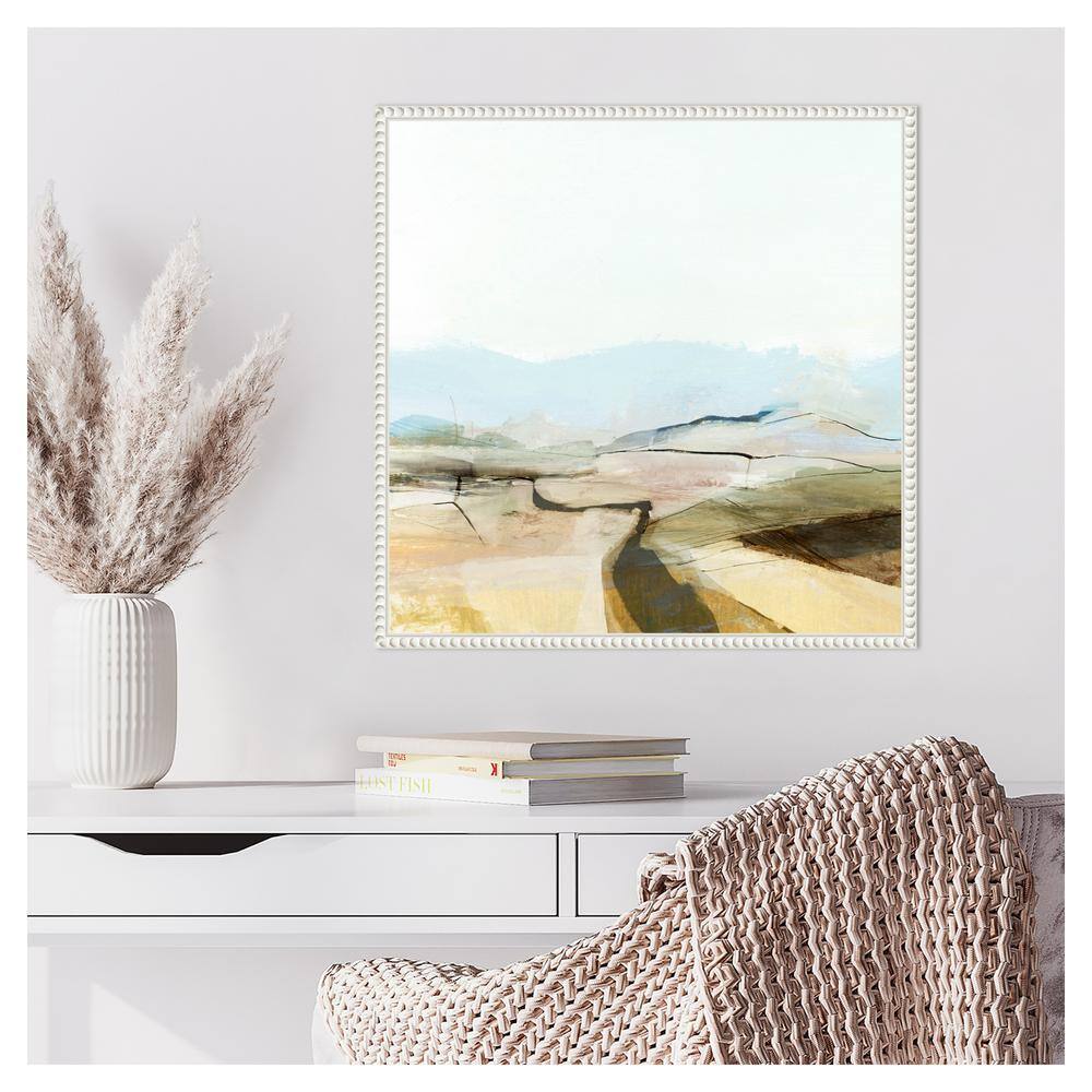 Beaded White Framed Abstract Nature Canvas Wall Art 22 x 22-in
