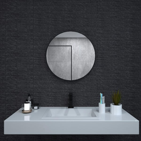 niveal 24 in. W x 24 in. H Round Framed Wall Bathroom Vanity Mirror