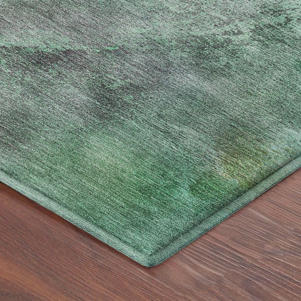 Mayfield Premium Machine Washable Abstract AMF2307 Teal 5 ft. x 7 ft. 6 in. Area Rug