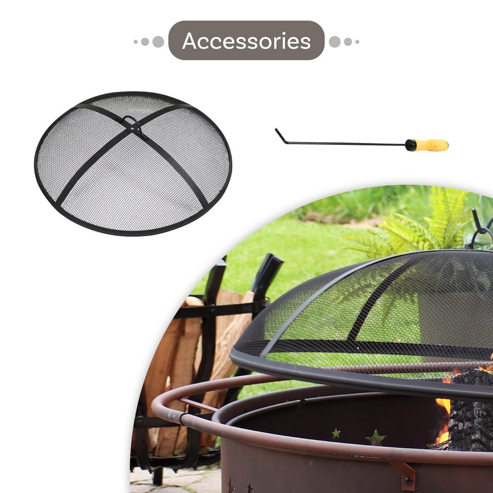 Sunnydaze 42" Bronze Wood-Burning Fire Pit with Spark Screen