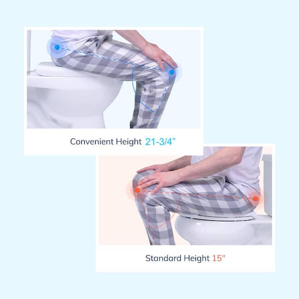 Convenient Height 2 Piece 1.28 .09 GPF Dual Flush Elongated 20 in. Extra Tall Toilet in White Seat Included model S The Home Depot
