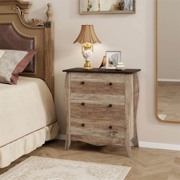 Dresser for Bedroom with 3 Folding Fabric Drawers and Anti-tipping Kit-Brown | Costway