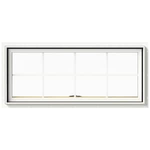 48 in. x 20 in. W-2500 Series White Painted Clad Wood Awning Window w/ Natural Interior and Screen