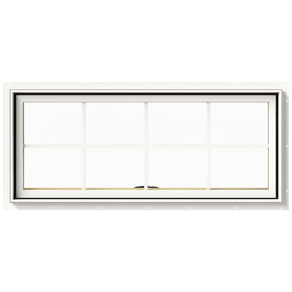JELD-WEN 48 in. x 20 in. W-2500 Series White Painted Clad Wood Awning ...