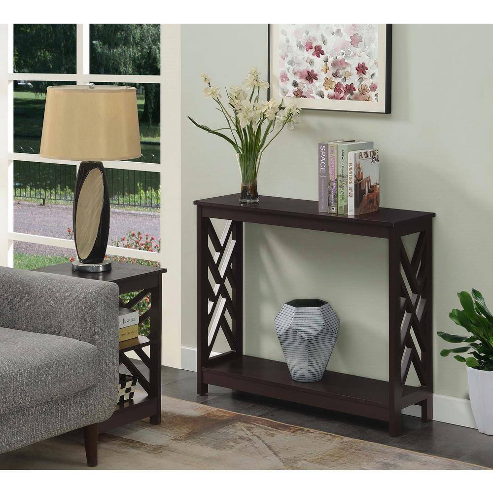 Espresso Finish Sleek 40" Transitional Wood Console Table with Shelf