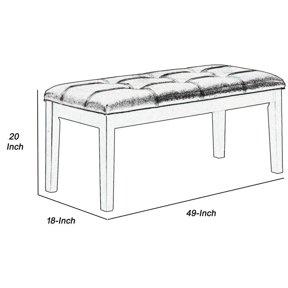 Espresso Brown Faux Leather Tufted 49" Wooden Bench