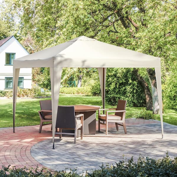 Clearbrook 10 ft. x 10 ft. White Outdoor Easy Pop-Up Tent with Adjustable Legs