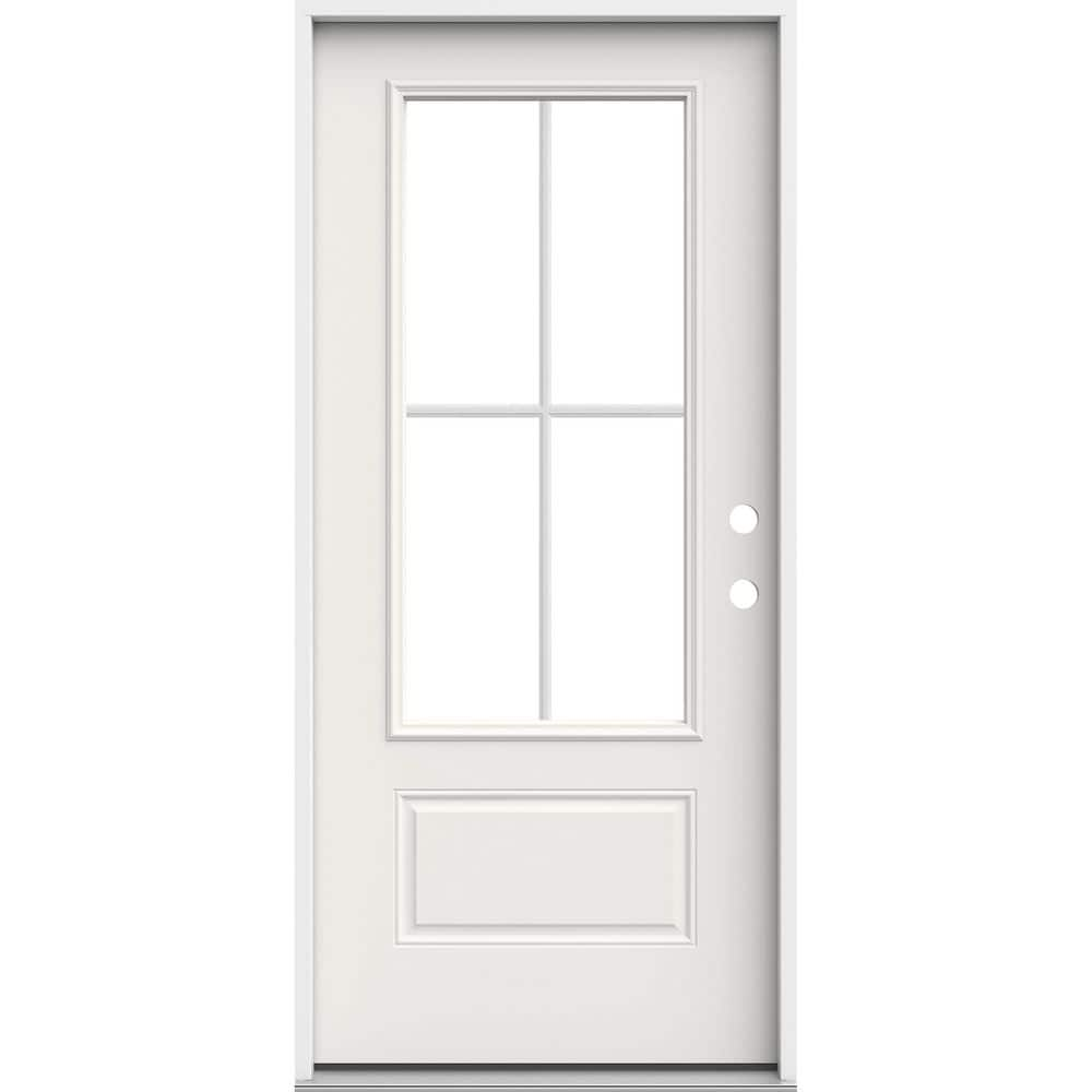 Element 36 in. x 80 in. Left-Hand Inswing 3/4 Oval Quattro Decorative Glass  White Primed Steel Front Door Slab