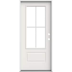 36 in. x 80 in. 1 Panel Left-Hand/Inswing 3/4 Lite Clear Glass White Steel Prehung Front Door