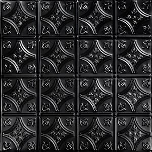 Tiny Tiptoe 2 ft. x 2 ft. Tin Ceiling Tiles Lay-in Satin Black (48 sq.ft. / box)
