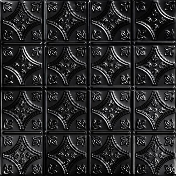 Tiny Tiptoe Black 2 ft. x 2 ft. Decorative Nail Up Tin Ceiling Tile (48 sq. ft./case)