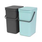 Sort & Go 6.4 Gal. Built-In Recycling Bin in Mint and Gray (2-Pack)