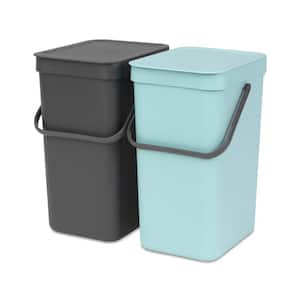 Sort & Go 6.4 Gal. Built-In Recycling Bin in Mint and Gray (2-Pack)