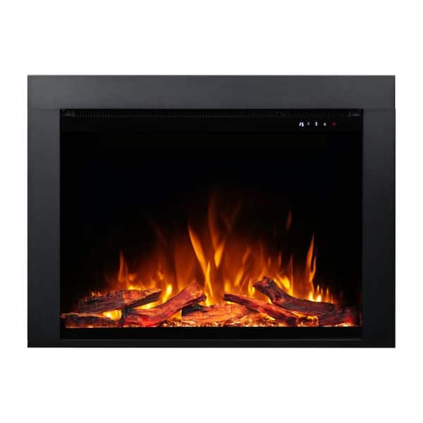 Fireplug Pro 33 in. Freestanding Electric Fireplace Insert with 4 in. Trim Kit in Black with LED Flame