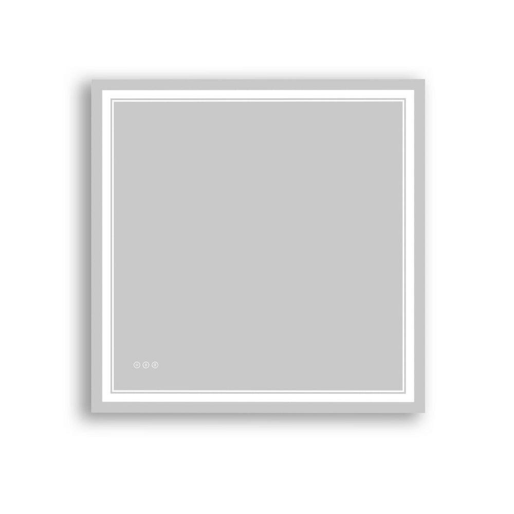 36 in. W x 36 in. H Square Frameless Tempered Glass LED Wall Bathroom Vanity Mirror in White price history on PriceWatchPro