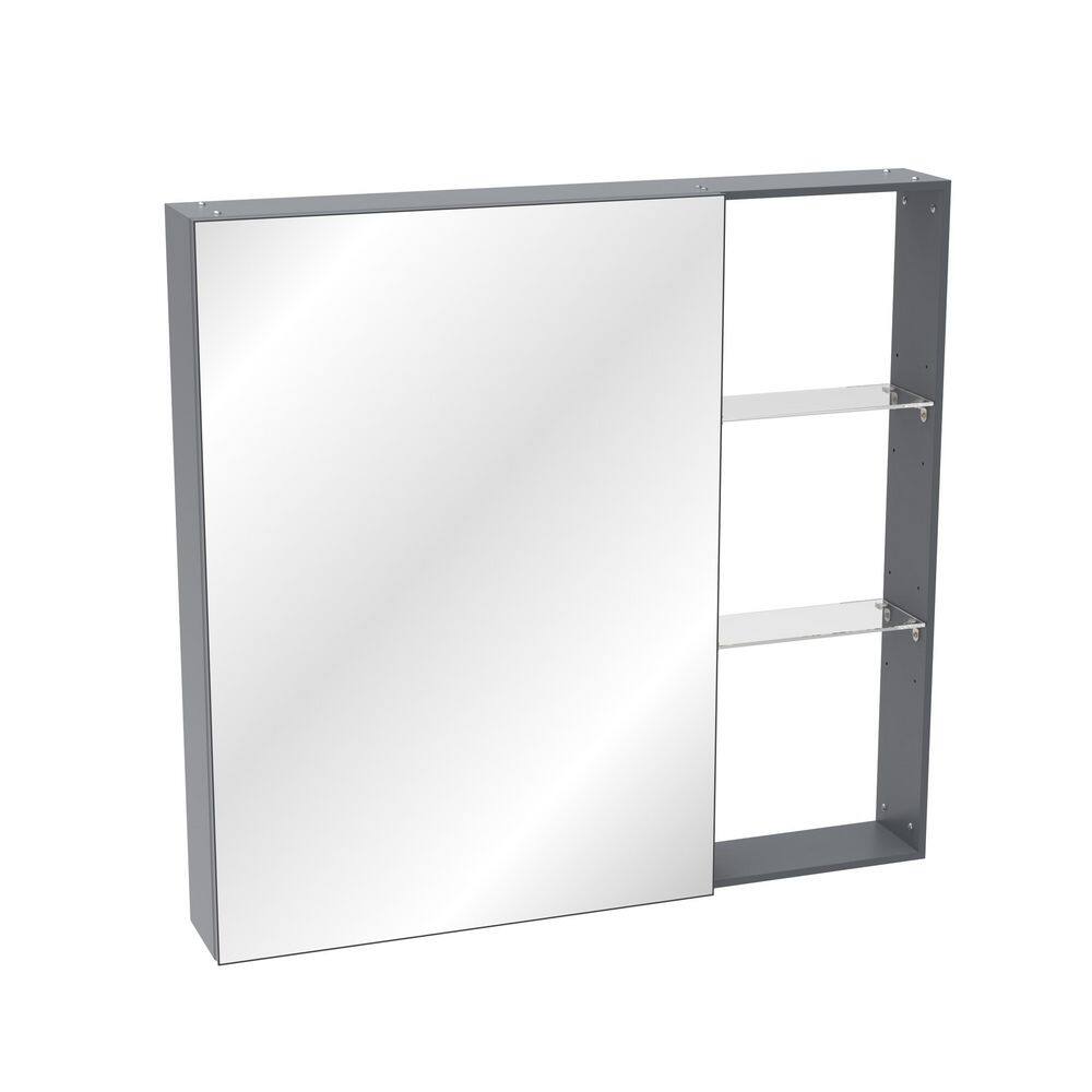 30 in. W x 28 in. H Rectangular Black Brown Wall Mounted Aluminum Storage Medicine Cabinet with Mirror, Adjustable Shelf price history on PriceWatchPro