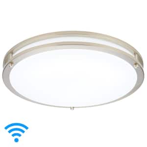14 in. Smart WiFi LED Dual Ring Flush Mount Ceiling Light, Dimmable, CCT 2700K-6000K, 1600 Lumens