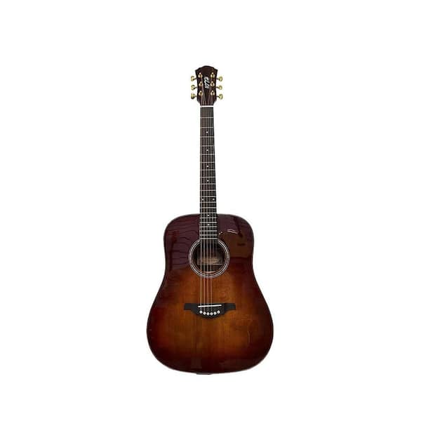 TENGYA LLC 41 in. x 15.7 in. Brown Spruce Face Single Light Round Corner Retro Colored Folk Guitar SOM41-NC by Wooden Wall Art