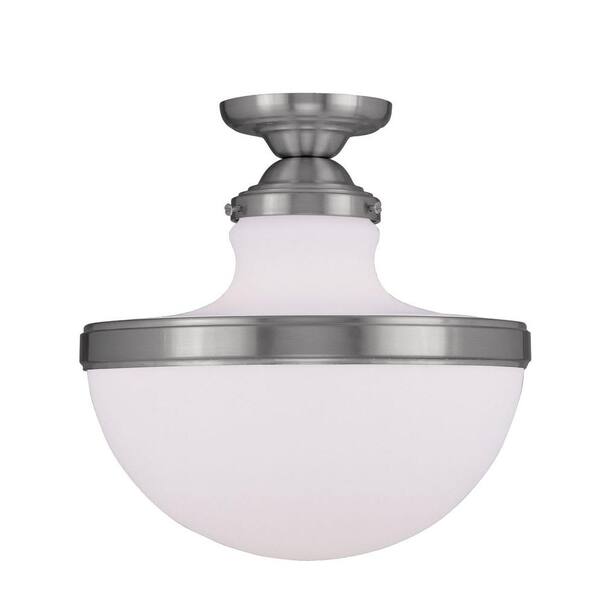 Livex Lighting Providence 1-Light Ceiling Brushed Nickel Incandescent Semi-Flush Mount