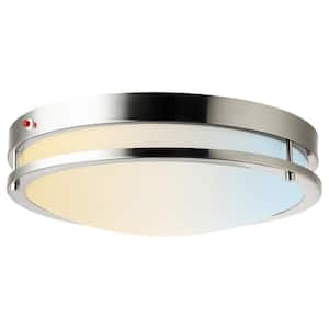 16 in. Brushed Nickel Flush Mount with Frosted Acrylic Shade Integrated LED Selectable CCT 3000K, 4000K, 5000K (1-Pack)