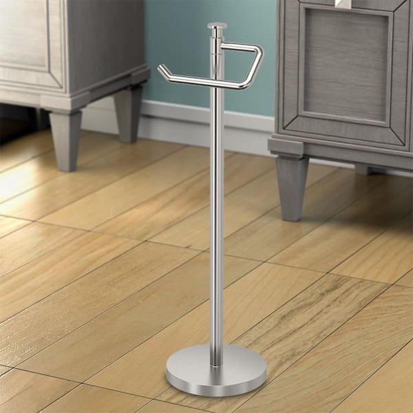 Freestanding Toilet Paper Holder in Satin Nickel