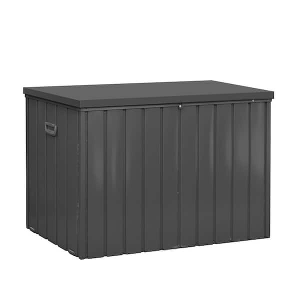 Unbranded 24.69 in. W x 49.41 in. D x 27.56 in. H Gray Plastic Deck Box Outdoor Storage Cabinet with Lock Wheels and Waterproof