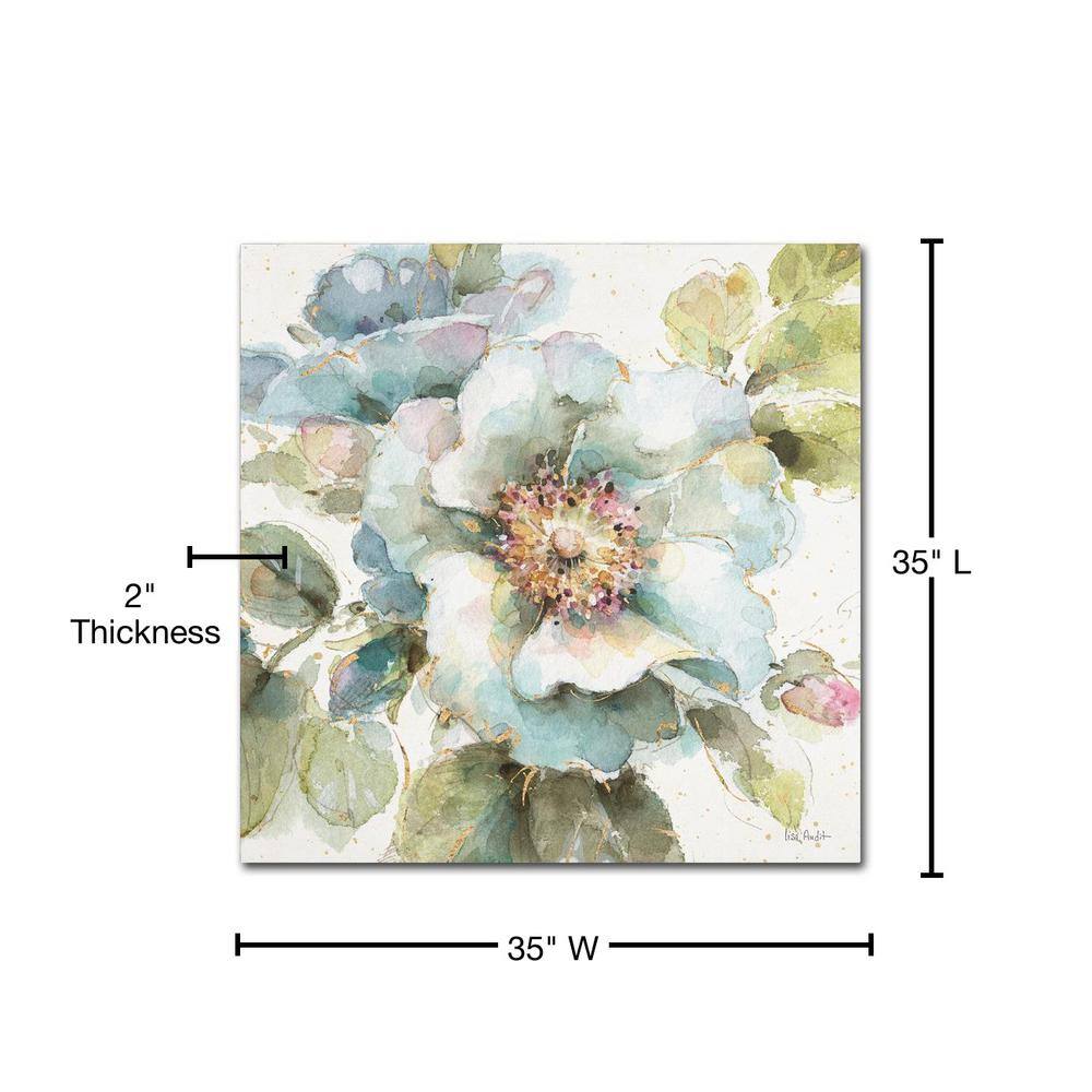 Large Blue and Gold Floral Canvas Print