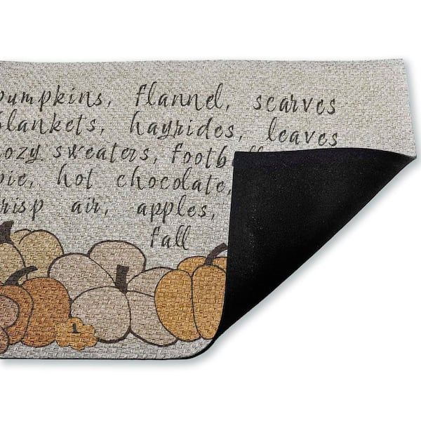 Fall Pumpkin Sentiment Orange 18 in. x 30 in. Polyester Non-Slip Outdoor Door Mat