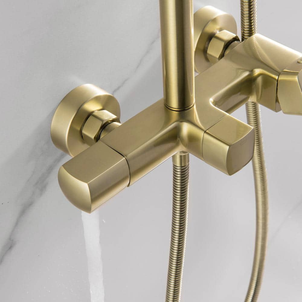 Brushed Gold Adjustable Rain Shower System with Handheld