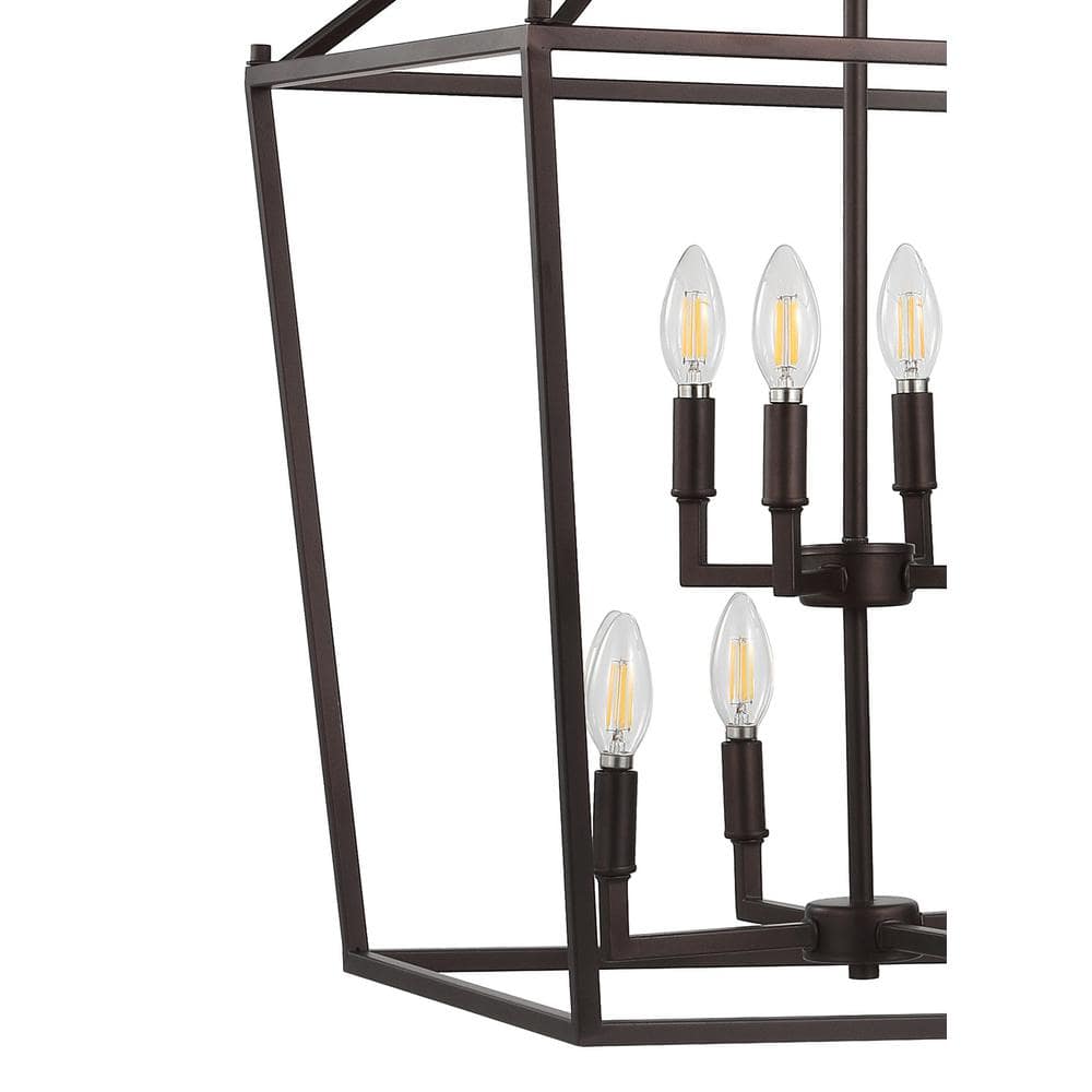 Pagoda 20" Oil-Rubbed Bronze LED Lantern Pendant with Adjustable Chain