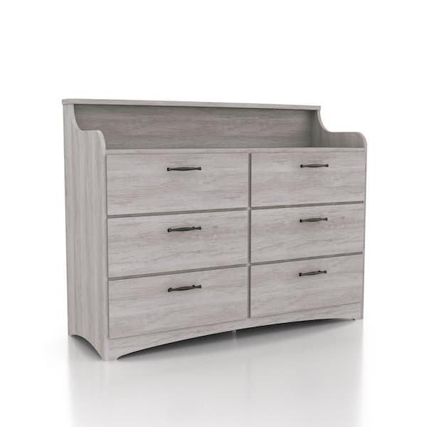 Furniture of America Sago Coastal White 6-Drawer 47.24 in. Wide Dresser