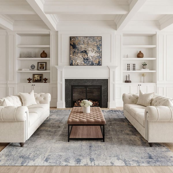 Rustic Textures Grey/Beige 8 ft. x 11 ft. Abstract Contemporary Area Rug