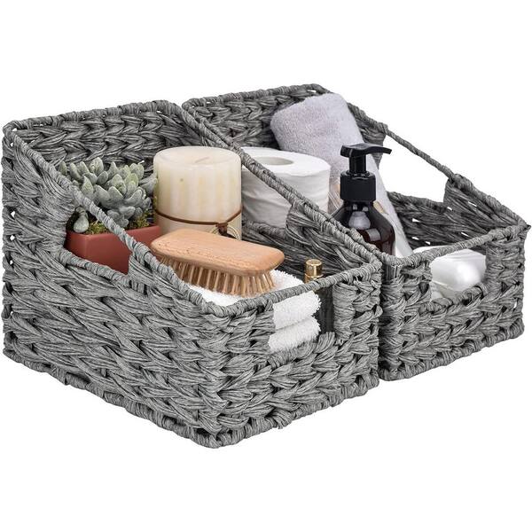 Gray 7.5 in. x 7.3 in. Polypropylene Decorative Basket Set