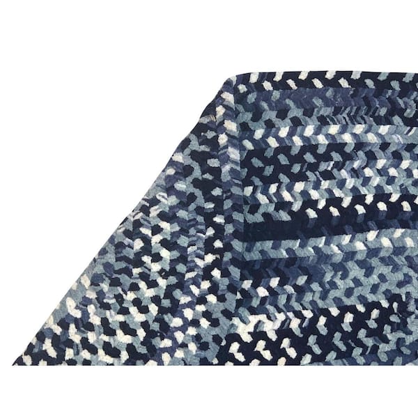 Ombre Braid Blue 20 in. x 30 in. Oval 100% Cotton Chenille Reversible Indoor Area Rug