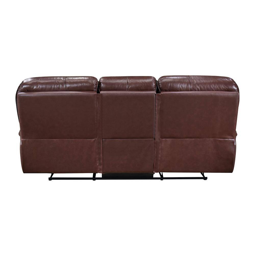 Brown Faux Leather Lawson Reclining Sofa with Wood Frame