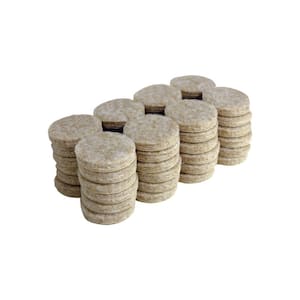 1 in. Beige Round Felt Heavy Duty Self-Adhesive Furniture Pads (48-Pack)