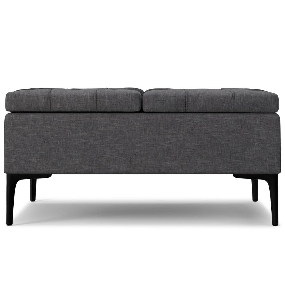Slate Grey Tufted Lift-Top Storage Cocktail Ottoman
