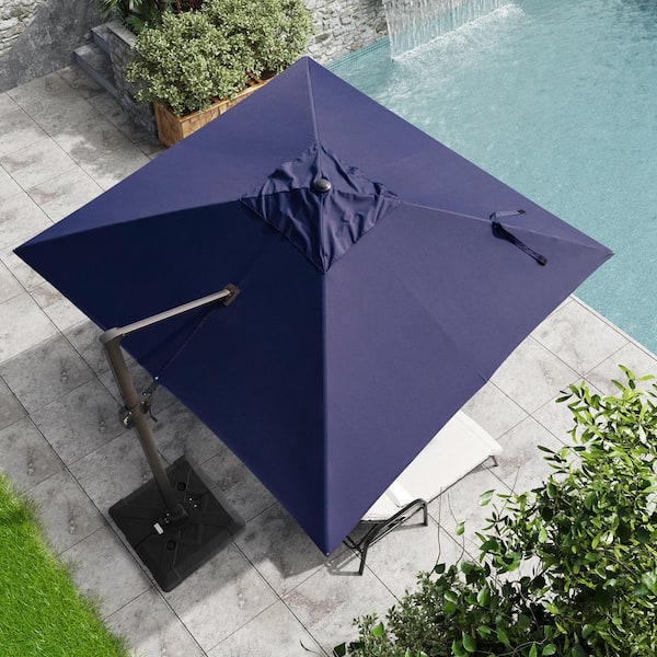 Crestlive Products 10 ft. Heavy-Duty Cantilever Tilt Patio Umbrella in Navy Blue